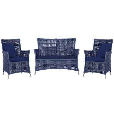 Imagem de Jogo Sofá E 2 Poltronas Igapó Alumínio Fendi E10 Trama Azul