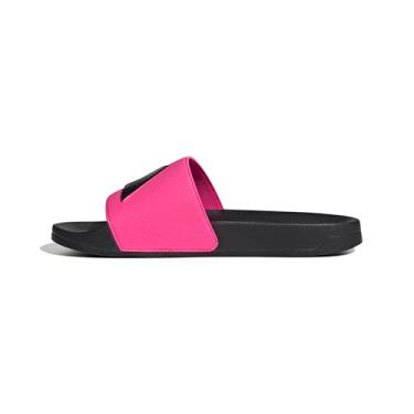 Imagem de adidas Sandália de chuveiro unissex Adilette para adultos, Rosa choque/preto/preto, 16 Women/15 Men