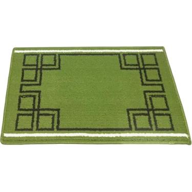 Imagem de Tapete de entrada antiderrapante com padrão de moldura linear, cozinha doméstica, tapete confortável, 2 tons de cor 43 x 71 cm (verde)