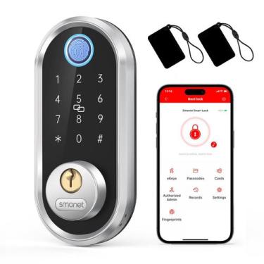 Imagem de Fechadura eletrônica de impressão digital Smart Deadbolt SMONET