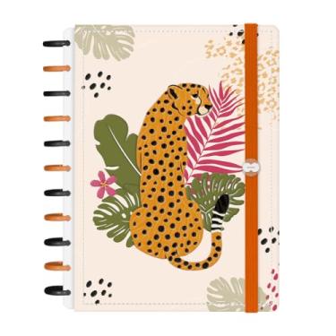 Imagem de Caderno Iscool Disc Inteligente 140 Folhas Tropical Onça Rosa G+