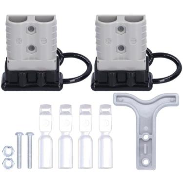 Imagem de Chiffonade Conector de alimentação de 2 peças 120A 600V latão banhado a prata plugue de bateria de desconexão rápida para empilhadeiras, barcos, veículos de corrida