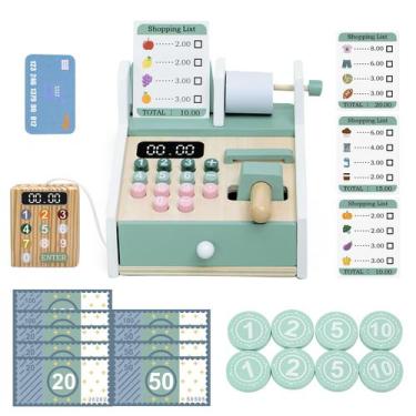 Imagem de Brinquedo de caixa registradora de madeira Masonbaby com scanner e moe