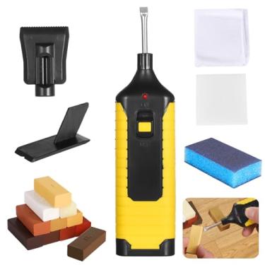 Imagem de Kit de reparo de piso de madeira de 17 peças, aplicador de cera quente com 11 cores de cera, ferramentas essenciais para restauração de madeira, laminado e móveis