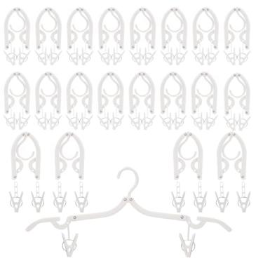 Imagem de LUMINFLY Cabides de viagem dobráveis de plástico, 20 peças, com 40 clipes à prova de vento, conjunto portátil de roupas para trailer, mala, hotel, acampamento, viagem ou cruzeiro