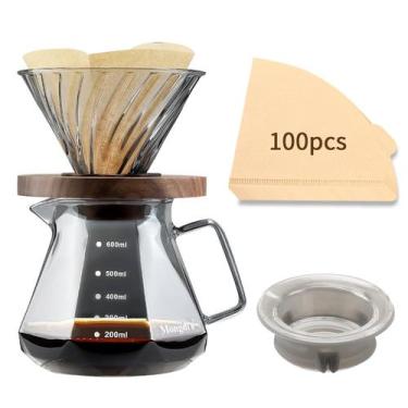 Imagem de Cafeteira Pour Over Mongdio 600mL com 100 filtros V60