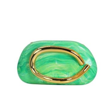Imagem de GSYPS Bolsa de mão feminina para noite com alça de metal, bolsa de ombro exclusiva, bolsa de ombro casual para festa de noiva, casamento, C-verde