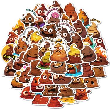 Imagem de Pacote de adesivos Funny Poop Cartoon Emoji, 50 unidades para crianças e adultos