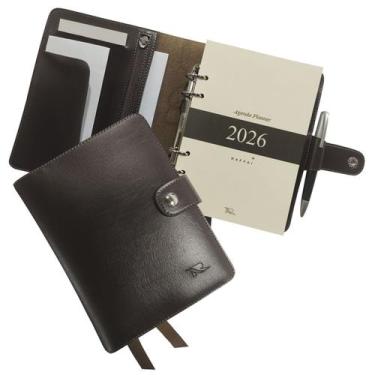 Imagem de Agenda Planner 2026 191-R Personalizada Raffai Couros, Café