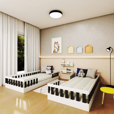 Imagem de Conjunto com 2 Camas Infantil Montessoriana Solteiro Cori Yescasa Branco/Preto