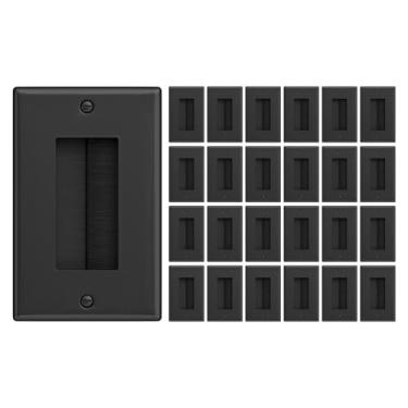 Imagem de iwillink Placa de parede com escova (pacote com 20), inserção de cabo para fios, alça de acesso de cabo de grupo único, tomada de parede para HDTV, sistemas de home theater