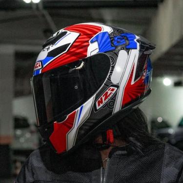 Imagem de Capacete Moto NZI Trendy 3 Stream One&One Branco/Azul/Preto 58