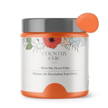 Imagem de Tinta de giz Country Chic All-in-One para móveis, armários, decoração de casa, ecológica, acabamento fosco, primer embutido e revestimento superior para madeira, metal - caqui (laranja) - 237 ml