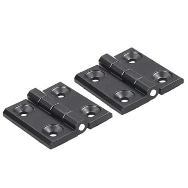 Imagem de 1/2 peças dobradiça 40 x 40/50 x 50/60 x 60 mm liga de zinco dobradiças de porta preta armário caixa de alumínio aba traseira porta galpão peça de reposição (60 x 60 mm, 2 peças)