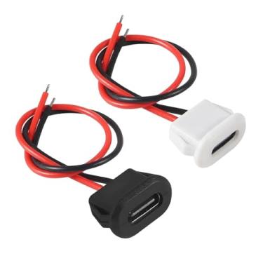 Imagem de 5/10 pçs fio de solda 2P impermeável USB C cabo de extensão fêmea plugue chassi para 2 pinos (10 peças branco)