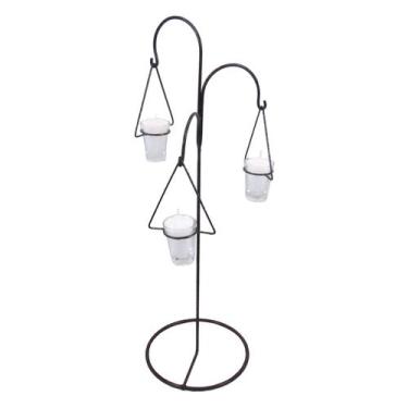 Imagem de Castiçal 3 pingentes 65 cm Decoração Candelabro Vela Branca - Velitas 