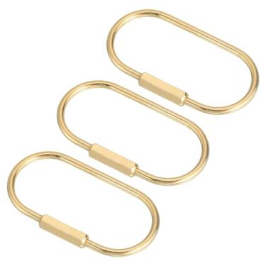 Imagem de Chaveiro com trava de parafuso de latão, organizador de chave de carro, chaveiro universal com trava de parafuso - estilo simples para homens e mulheres, dourado, forma: U hexagonal pequeno, Multi, 60