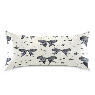 Imagem de Blueangle Fronha de cetim com gravata borboleta legal para cabelo e pele, fronha de seda, tamanho king (50,8 x 101,6 cm) - Capas de almofada de cetim refrescantes com fecho de envelope (324)