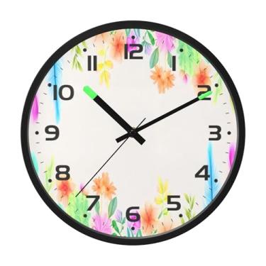 Imagem de SEHANY Relógio de parede com flores elegantes, silencioso, sem tique-taque, operado por bateria, controle de som, luz noturna, relógios de parede para sala de estar, cozinha, quarto, escritório