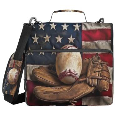 Imagem de Blueangle Fichário vintage com zíper para taco de beisebol, bolsa de 3 anéis de 3 anéis, comporta 500 páginas, organizador de zíper com vários bolsos com alça ajustável e alça (516)