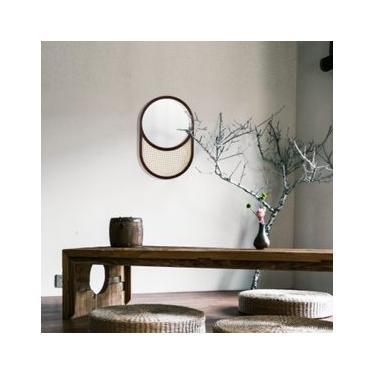 Imagem de Espelho Decorativo Marselha Palha 60x40 cm