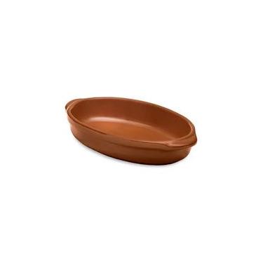 Imagem de Travessa Oval para Servir Feijoada Oxford Cerâmica Artesanal 24,5cm Terracota