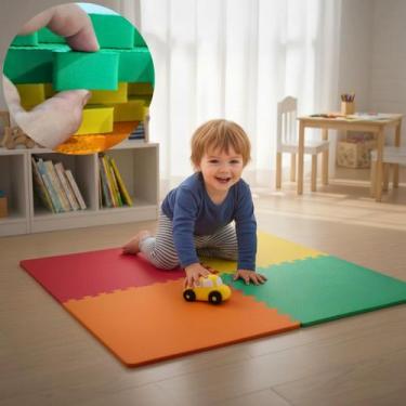 Imagem de KIT 12 Placas Tapete Tatame EVA 50x50cm 20mm 24 Bordas Emborrachado Ex