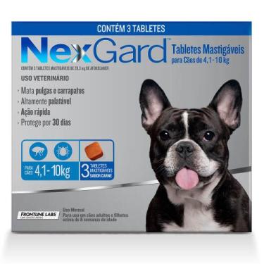 Imagem de Antipulgas e Carrapatos NexGard para Cães de 4 kg a 10,1 kg com 3 Tabl