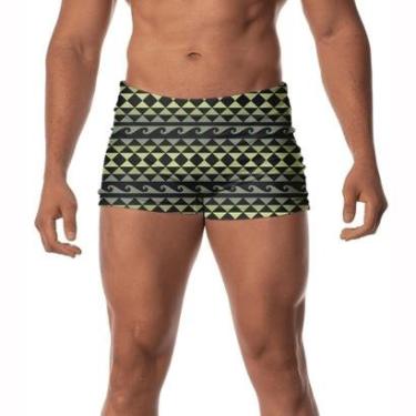 Imagem de Sunga Banho Masculina Boxer Ondas Natação Moda Verão Piscina-Masculino