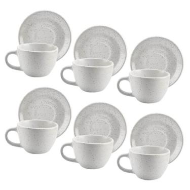 Imagem de Conjunto De Xícaras Com Pires Para Café 12 Peças Branco 85Ml - Wincy