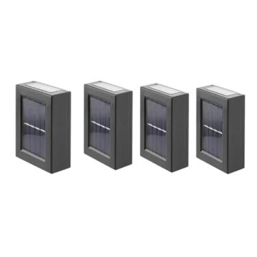 Imagem de Luminária Solar de Parede, 4 Unidades, Preta, Painel Solar, LED, para Áreas Externas