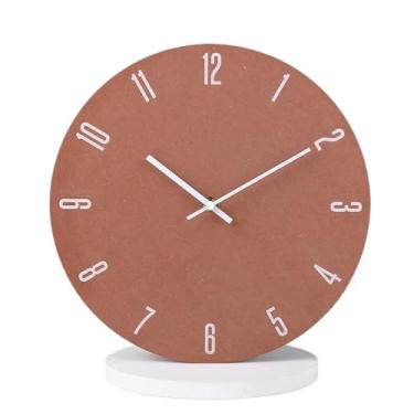 Imagem de Relógio de parede Relógio de parede com painel colorido, estilo nórdico minimalista, funcionamento silencioso e alimentado por bateria para decoração de casa(Brown)