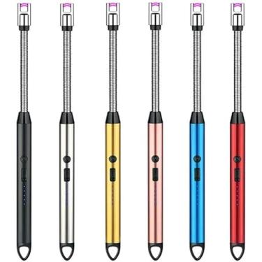 Imagem de Acendedor Isqueiro Elétrico USB Recarregável Flexível (360°) Sem Gás, Isqueiro Plasma Portátil à Prova de Vento Para Fogão, Velas, Churrasco e Camping (CORES SORTIDAS)