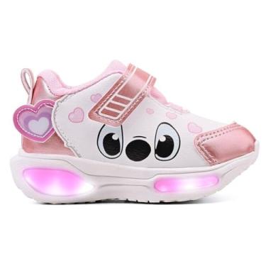 Imagem de Tênis Infantil Feminino Stitch Com Led Menina Casual (BR, Criança de 4 a 8 anos, Numérico, 27)