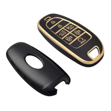 Imagem de Capa para chave de carro de TPU de 5/7 botões, compatível com Hyundai, compatível com capa para chave Santa Fe Tucson 2022 Nexo NX4 Atos Solaris Prime (acessório de reposição, não OEM)
