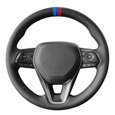 Imagem de MEWANT Capa de volante costurada à mão para Toyota Camry 2018-2019/Toyota Avalon 2019/Toyota Corolla 2019-2020/Toyota RAV4 2019 acessórios de volante