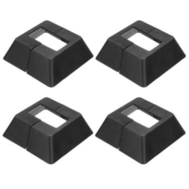 Imagem de PATIKIL Pacote com 4 saias de poste de cerca, 4 x 0,20 cm quadrado estilo dividido deck cobertura base flange plástico sapato de base para trilhos cerca escada trilhos varanda pátios, preto