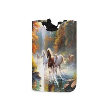 Imagem de xigua Cavalo de corrida grande cesto de roupa suja com alça, cesto de roupas dobrável, cesta de armazenamento dobrável para organização de brinquedos e roupas no quarto, banheiro e lavanderia