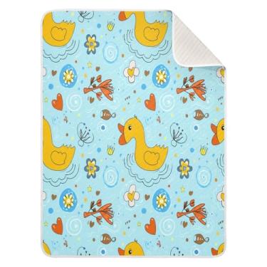 Imagem de Wassud Manta macia para bebês Yellow Ducks para meninos e meninas, 76 x 101 cm, para bebês e recém-nascidos, essencial e aconchegante, para berçário, viagem, carrinho de bebê