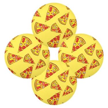 Imagem de Wassud Jogo americano conjunto de 4 tapetes redondos de fatias de pizza para cozinha e jantar, tapetes laváveis e resistentes ao calor, decoração de mesa 39 cm