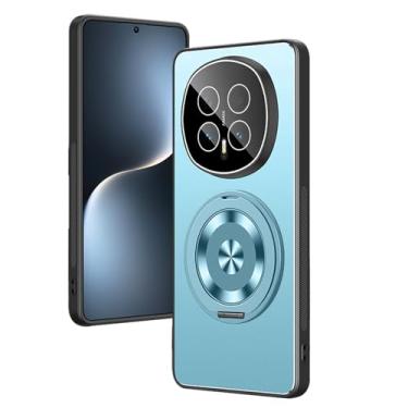 Imagem de LYJSMGZ Capa magnética para Huawei Honor Magic 8 Pro/Magic 8, proteção de lente de metal com rotação de 360°, capa com suporte à prova de choque, fosco, antiimpressões digitais, azul, Majic 8