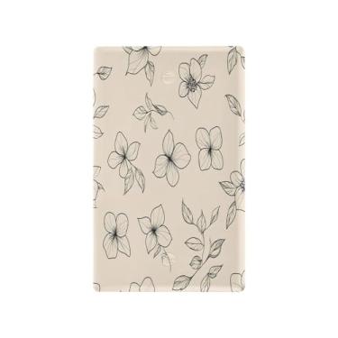 Imagem de Wassud Placa de cobertura de interruptor de luz elegante tinta flores decorativas capas de tomada placa de parede para tomadas elétricas em branco 4,53 x 2,76 polegadas