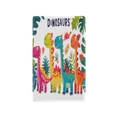 Imagem de Wassud Placa decorativa para tomada decorativa de dinossauros de desenho animado para tomadas elétricas em branco 11 x 7 cm