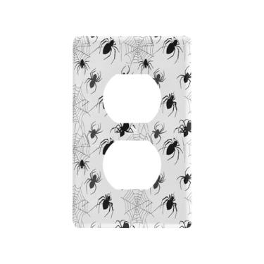 Imagem de Wassud Teias de aranha placa de cobertura de interruptor de luz decorativa capas de tomada placa de parede para tomadas elétricas duplex 4,53 x 2,76 polegadas