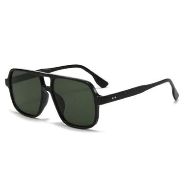 Imagem de Óculos de Sol Femininos com Ponte Dupla, Azuis, UV400, com Rebites e Estampa de Leopardo, Ideais para Esportes ao Ar Livre, Corrida e Ciclismo, nas Cores Preto e Verde Escuro.