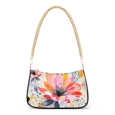 Imagem de CEBUGI Bolsas transversais femininas bolsa de ombro floral bolsa clutch elegante com alça de corrente