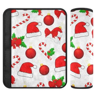 Imagem de Burbuja Capa para cinto de segurança de carro Christmas Elements Protetor de cinto de segurança de carro macio confortável para alça de ombro de assento, 1 par pequeno