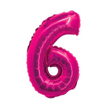 Imagem de BALAO METALIZADO C/CANUDO 16" ROSA NUMERO 6