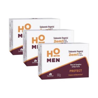 Imagem de 3 un Sabonete Vegetal em Barra Ho Men 2 em 1 Protect Antibac 90g - Dav