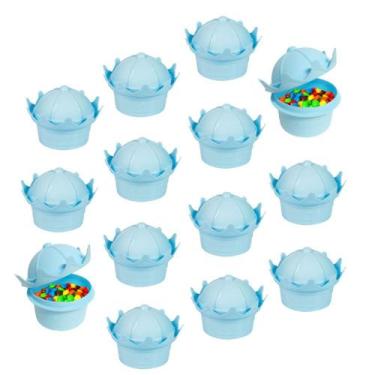 Imagem de Porta Doces Coroa Potinho com tampa 220ml Azul Kit com 28 - Plasutil